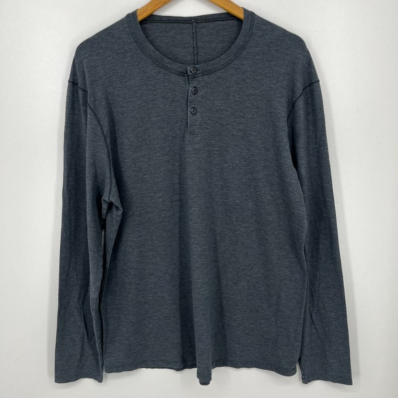 Lululemon Long Sleeve Henley T-Shirt Men's Size 2XL Gray Solid Stretch - Picture 1 of 8
